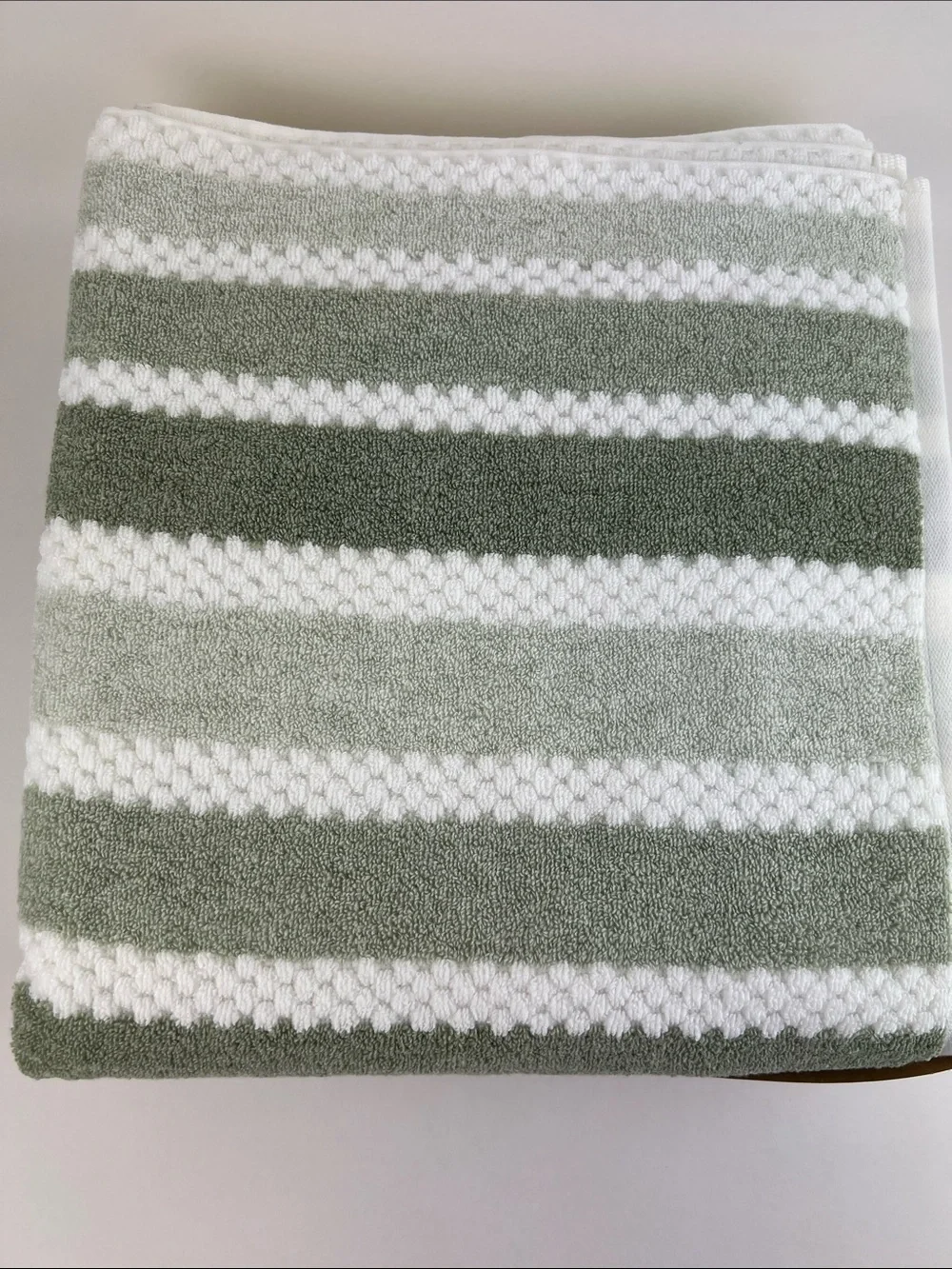 Eco Melange Bath Towels Green White Quick Dry Soft 100% Cotton 10 Pc Set NEW